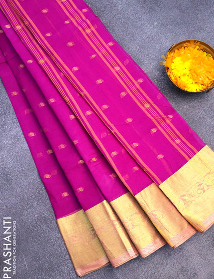 Bengal cotton saree purple and pastel pink with thread woven buttas and zari woven border without blouse