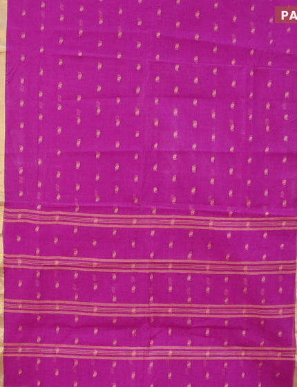 Bengal cotton saree purple and pastel pink with thread woven buttas and zari woven border without blouse