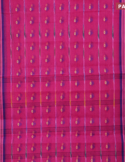 Bengal cotton saree pink and blue with thread woven buttas and thread woven border without blouse