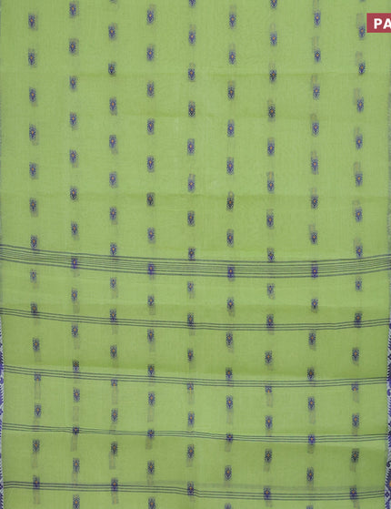 Bengal cotton saree light green and mustard shade with thread woven buttas and thread woven border without blouse