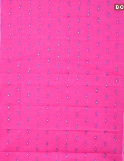 Bengal cotton saree pink and blue with thread woven buttas and thread woven border without blouse