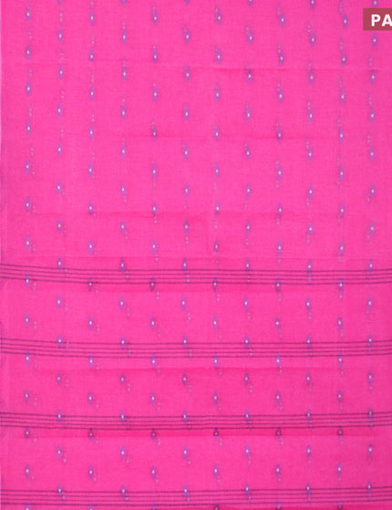 Bengal cotton saree pink and blue with thread woven buttas and thread woven border without blouse