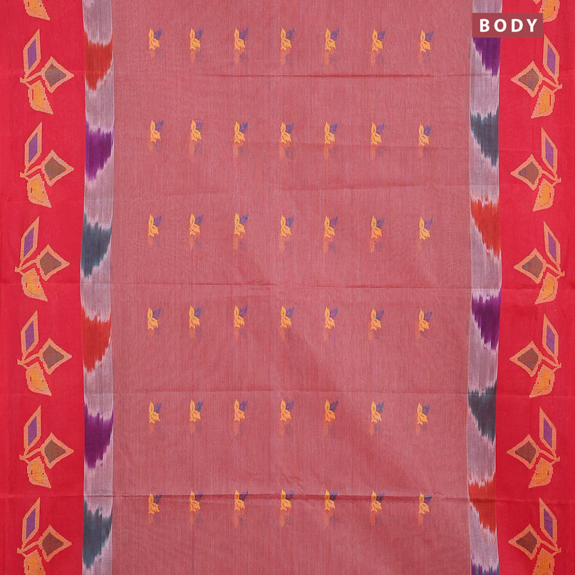 Bengal cotton saree maroon shade and red with thread woven buttas and long thread woven border without blouse