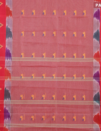 Bengal cotton saree maroon shade and red with thread woven buttas and long thread woven border without blouse