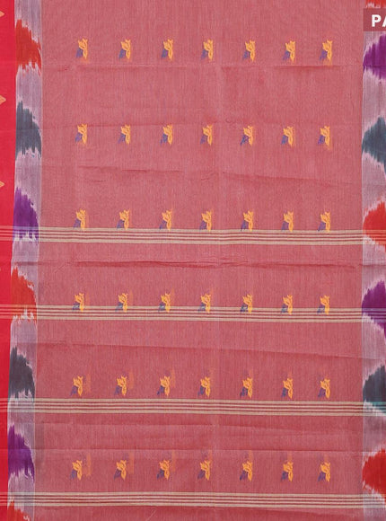 Bengal cotton saree maroon shade and red with thread woven buttas and long thread woven border without blouse