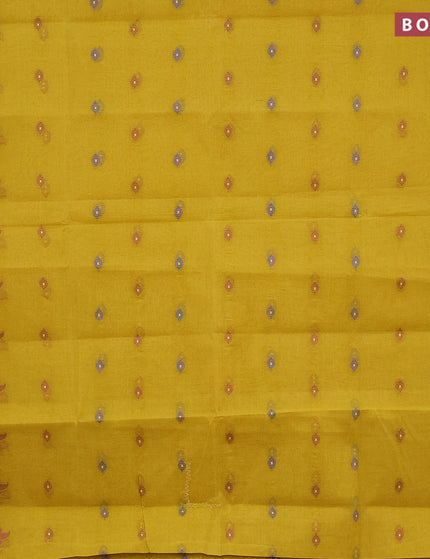 Bengal cotton saree yellow and maroon shade with thread woven buttas and thread woven border without blouse