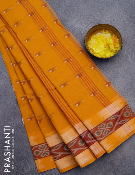 Bengal cotton saree mustard shade and maroon shade with thread woven buttas and thread woven border without blouse