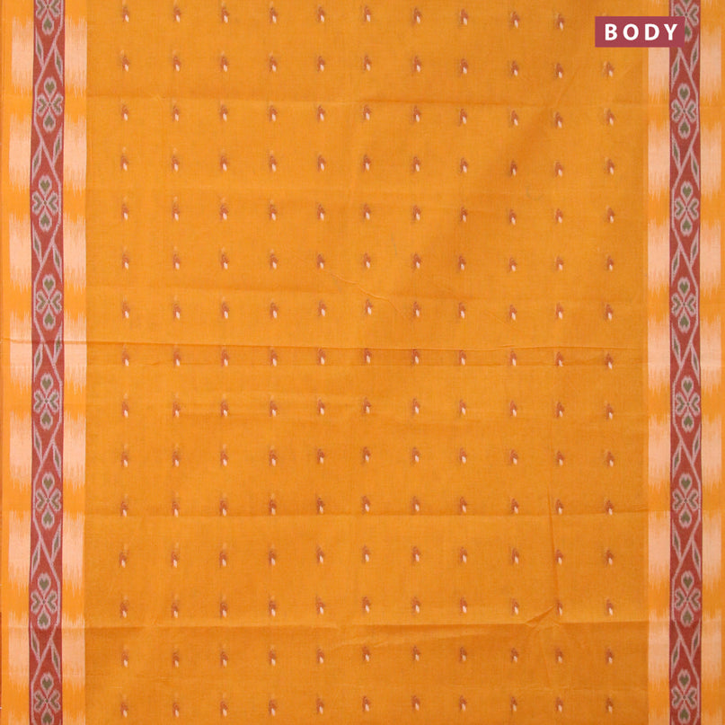 Bengal cotton saree mustard shade and maroon shade with thread woven buttas and thread woven border without blouse