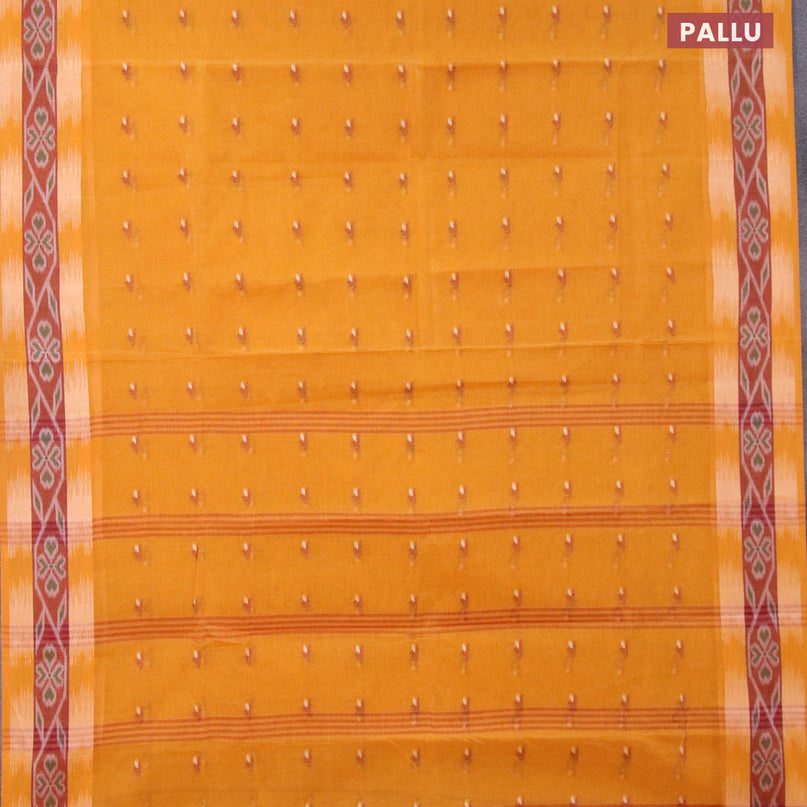 Bengal cotton saree mustard shade and maroon shade with thread woven buttas and thread woven border without blouse