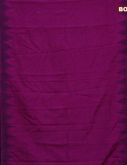 Sambalpuri ikat cotton saree purple and black with allover thread woven checked pattern and vidarbha border without blouse