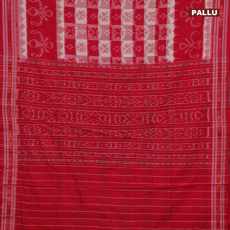 Sambalpuri ikat cotton saree pink and cream with allover ikat weaves and vidarbha border without blouse