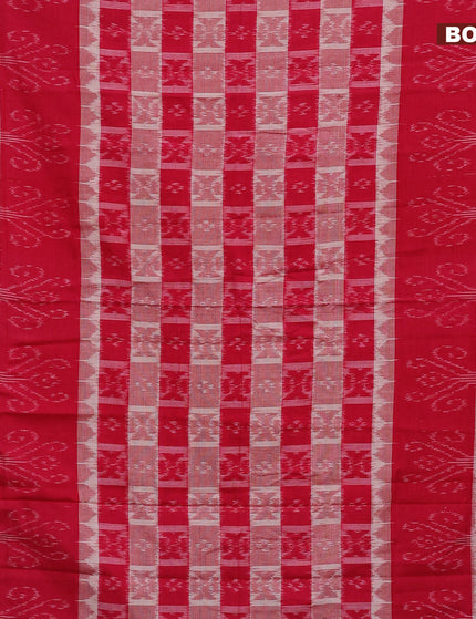 Sambalpuri ikat cotton saree pink and cream with allover ikat weaves and vidarbha border without blouse