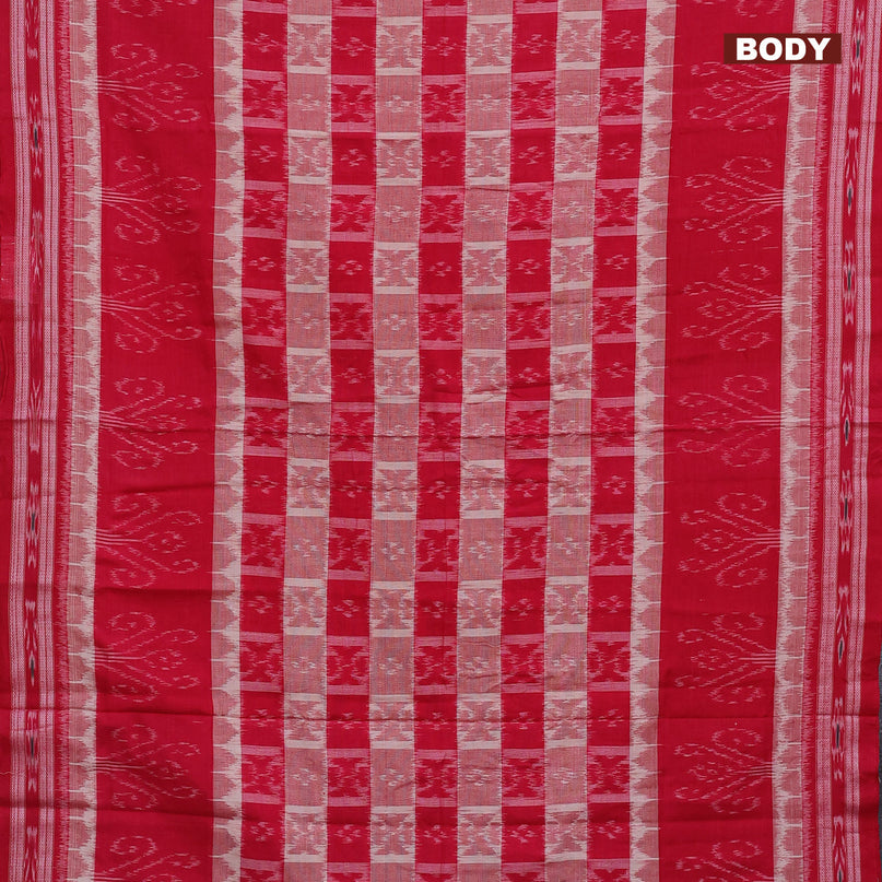 Sambalpuri ikat cotton saree pink and cream with allover ikat weaves and vidarbha border without blouse