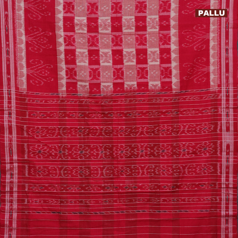 Sambalpuri ikat cotton saree pink and cream with allover ikat weaves and vidarbha border without blouse