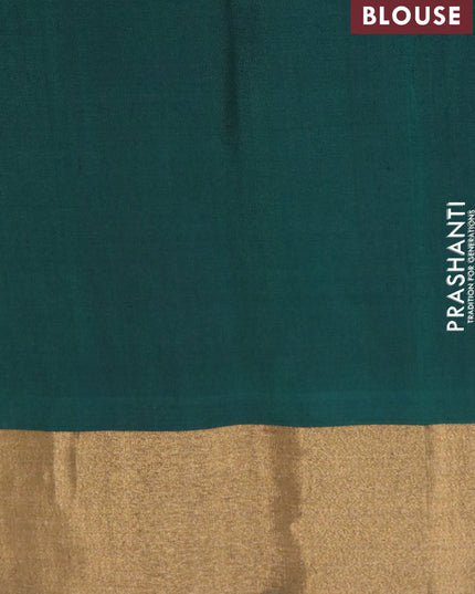Ikat soft silk saree pink and dark green with allover ikat weaves and long ikat woven zari border