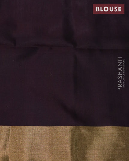 Ikat soft silk saree off white and coffee brown with allover ikat weaves and long ikat woven zari border