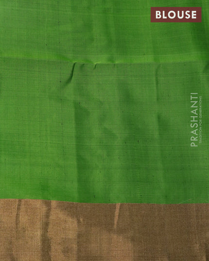 Ikat soft silk saree off white and green with allover ikat weaves and long ikat woven zari border
