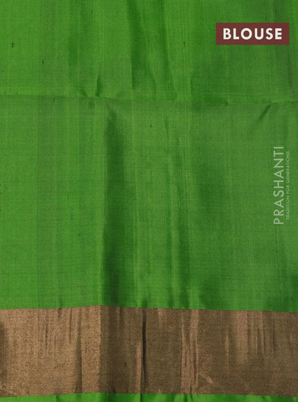 Ikat soft silk saree pink and light green with allover ikat weaves and long ikat woven zari border