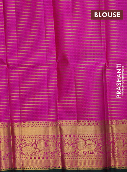 Pure silk kids lehenga dual shade of green and pink with allover small zari checks & self emboss and zari woven border