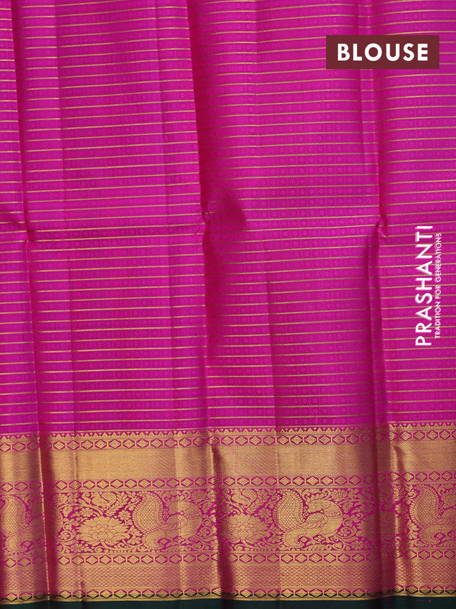 Pure silk kids lehenga dual shade of green and pink with allover small zari checks & self emboss and zari woven border