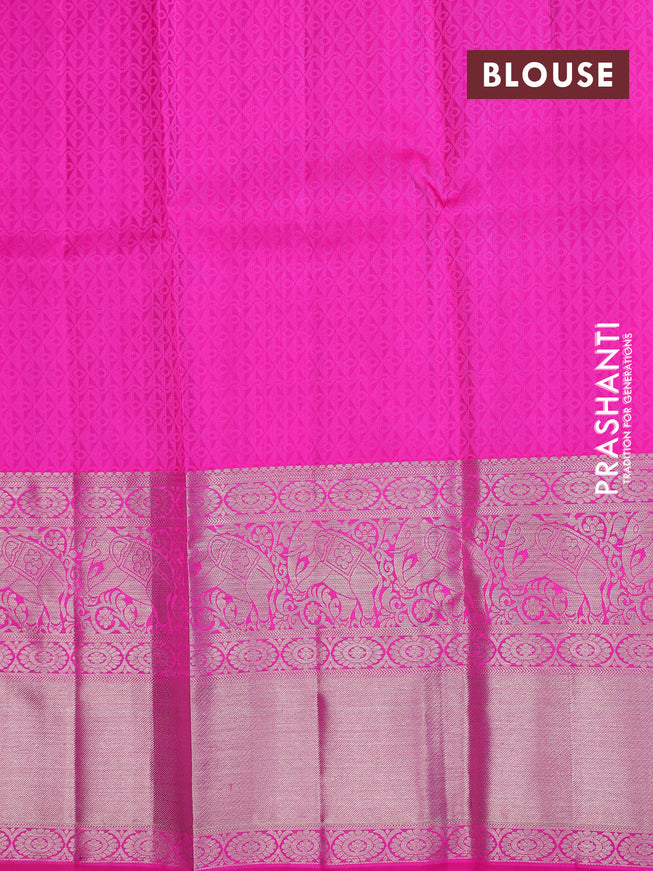 Pure silk kids lehenga dual shade of purple and pink with silver & gold zari woven buttas and long silver zari woven border