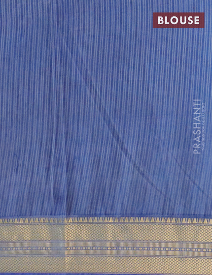 Semi tussar saree blue and greyish blue with allover ikat prints and zari woven border