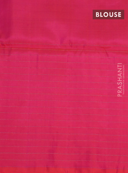 Pure soft silk saree grey and dual shade of pinkish orange with zari woven buttas and zari checked border