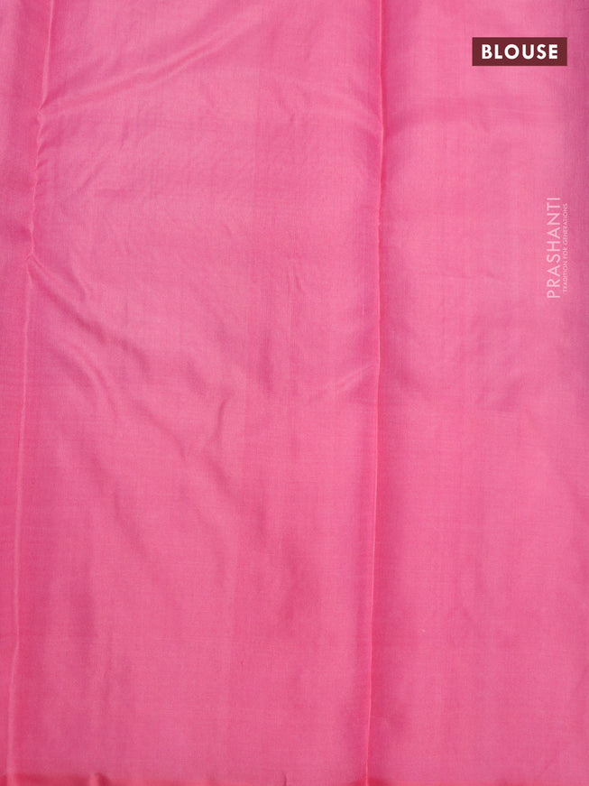 Pure soft silk saree deep violet and light pink with silver & copper zari woven buttas and copper zari woven floral design border