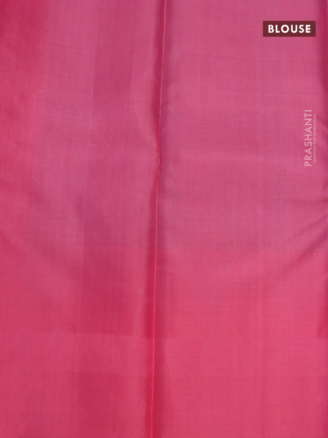 Pure soft silk saree teal blue and light pink with silver & copper zari woven buttas and copper zari woven floral design border