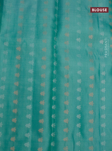 Pure soft silk saree royal blue and pastel green with allover zari wevaes and zari woven border