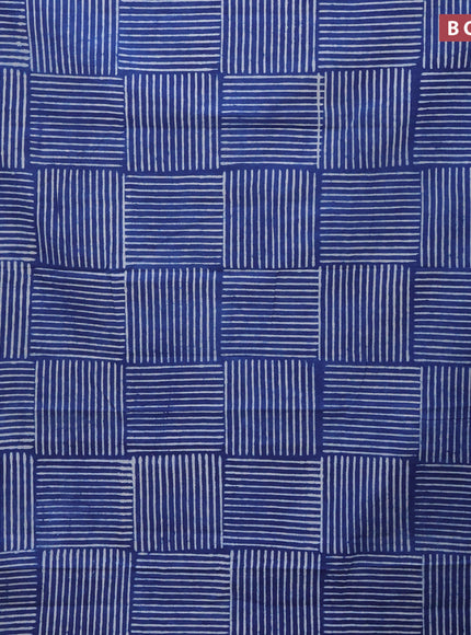 Jaipur cotton saree indigo blue with allover geometric prints and printed border