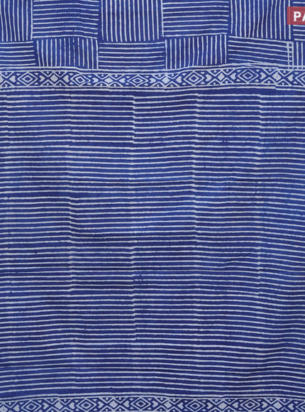 Jaipur cotton saree indigo blue with allover geometric prints and printed border