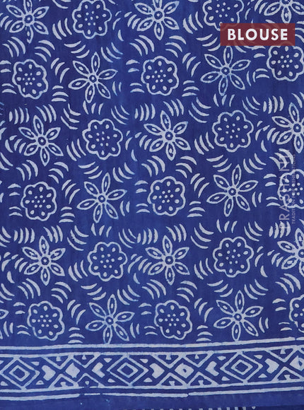 Jaipur cotton saree indigo blue with allover geometric prints and printed border