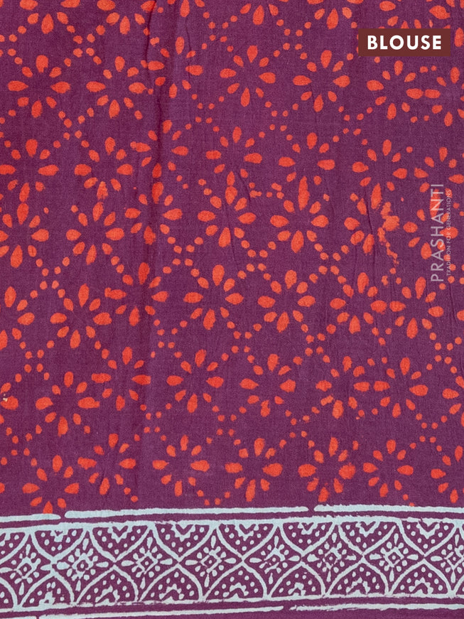 Jaipur cotton saree wine shade with allover butta prints and printed border