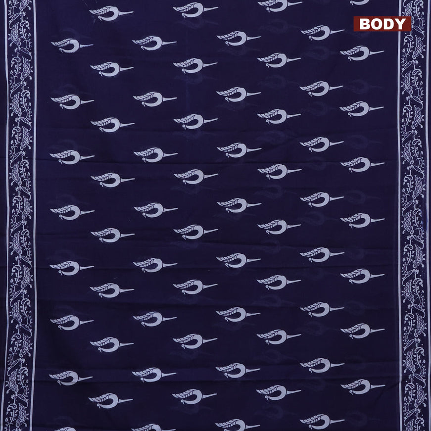 Jaipur cotton saree dark blue with butta prints and printed border