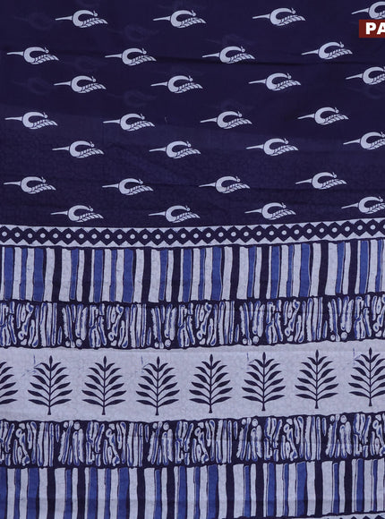 Jaipur cotton saree dark blue with butta prints and printed border