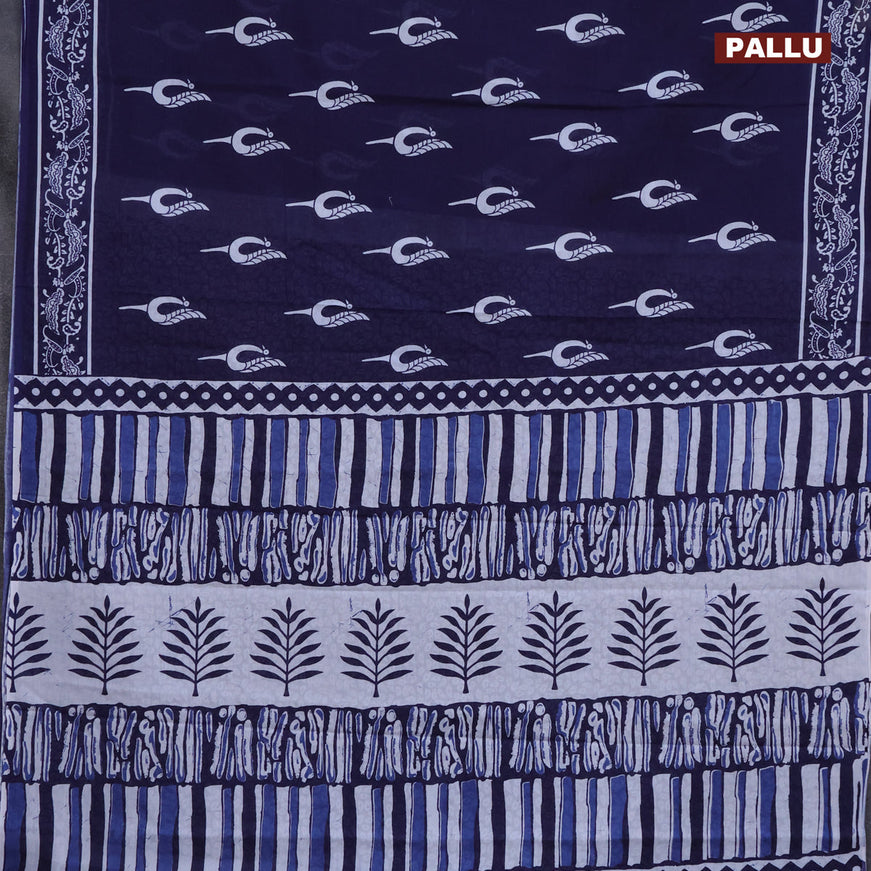 Jaipur cotton saree dark blue with butta prints and printed border