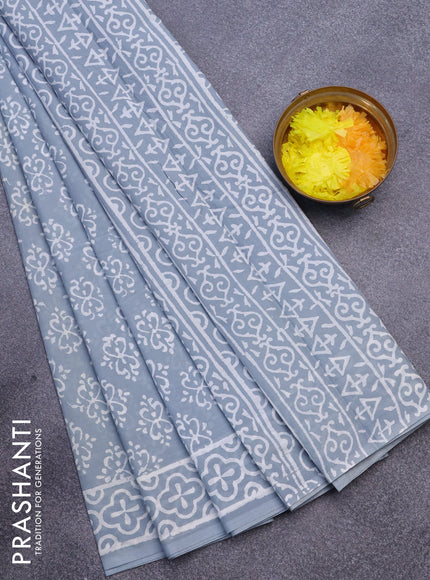 Jaipur cotton saree grey shade with allover butta prints and printed border