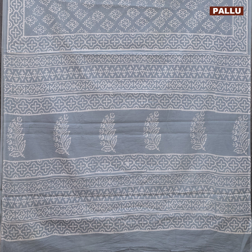 Jaipur cotton saree grey shade with allover butta prints and printed border