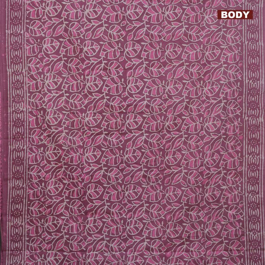 Jaipur cotton saree mauve pink with allover prints and printed border