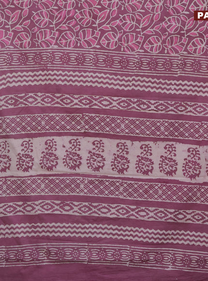 Jaipur cotton saree mauve pink with allover prints and printed border