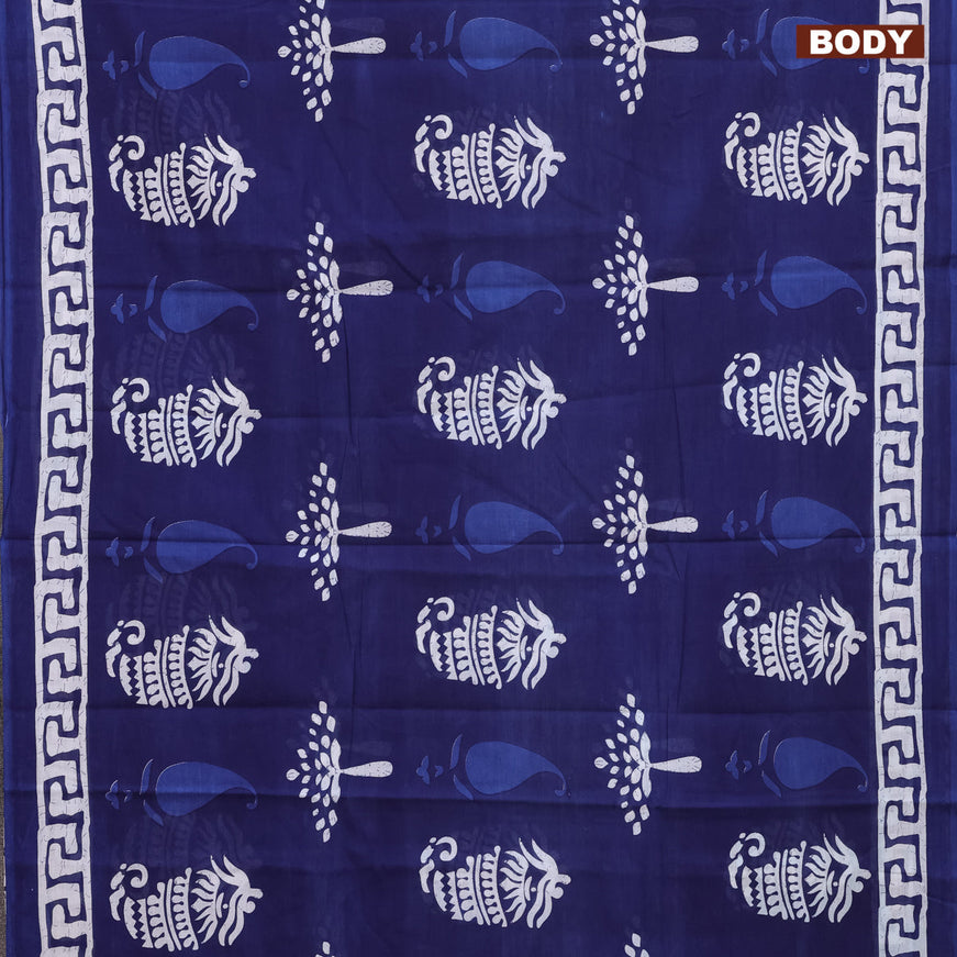 Jaipur cotton saree dark blue with butta prints and printed border