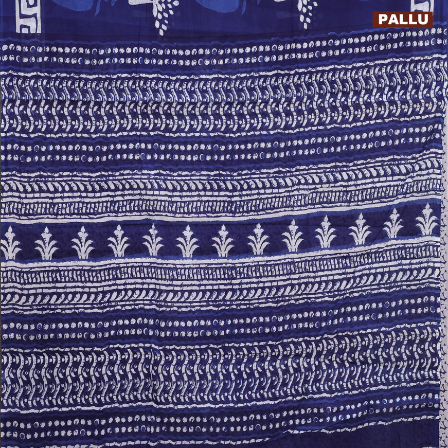 Jaipur cotton saree dark blue with butta prints and printed border