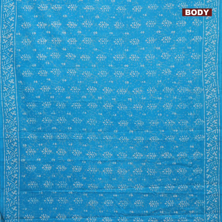 Jaipur cotton saree blue with allover dabu prints and printed border