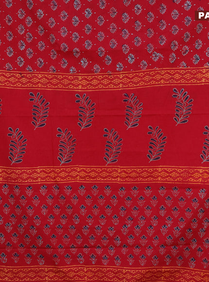 Jaipur cotton saree red and orange with allover butta prints and printed border