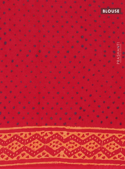 Jaipur cotton saree red and orange with allover butta prints and printed border