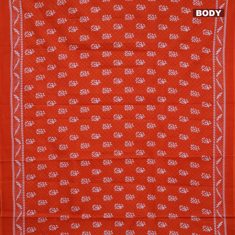 Jaipur cotton saree orange with allover dabu prints and printed border