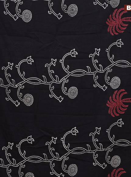 Jaipur cotton saree black with allover prints in borderless style