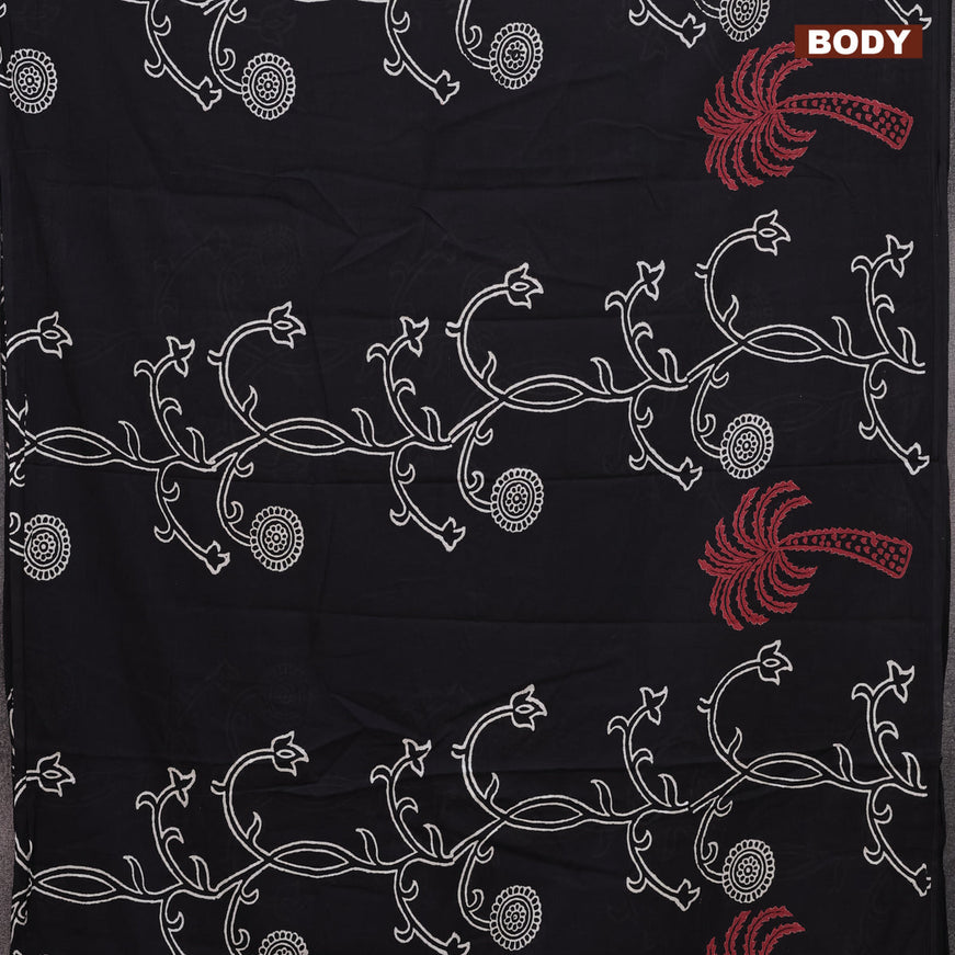 Jaipur cotton saree black with allover prints in borderless style