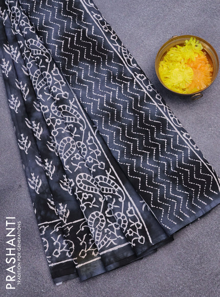 Jaipur cotton saree grey with butta tie & dye prints and printed border